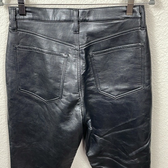 New Agolde Riley Long Pants Recycled Leather in Detox Black High Rise Sz 31 - Picture 6 of 14